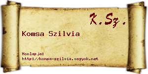Komsa Szilvia névjegykártya